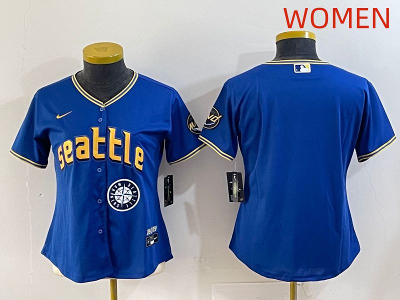 Women 2025 Seattle Mariners Blank Blue City Edition Nike MLB Jersey style 4